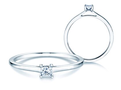 Engagement ring Princess in silver 925/- with diamond 0.15ct G/SI