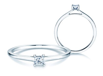 Engagement ring Princess in platinum 950/- with diamond 0.25ct G/SI