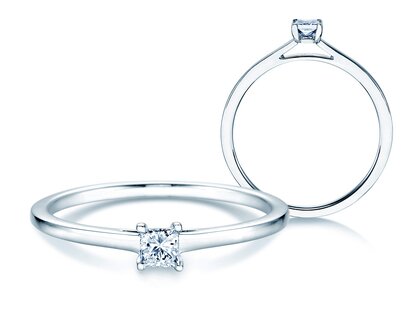 Engagement ring Princess in 18K white gold with diamond 0.25ct G/SI