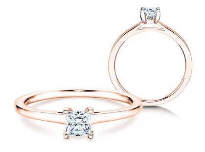 Engagement ring Princess in 14K rosé gold with diamond 0.25ct G/SI