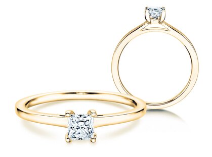 Engagement ring Princess in 18K yellow gold with diamond 0.25ct G/SI