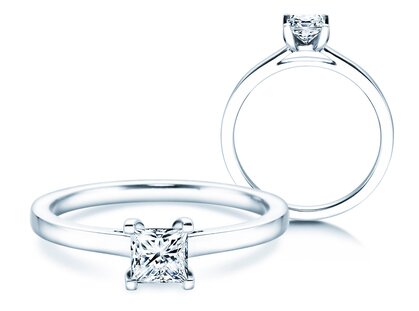 Engagement ring Princess in 18K white gold with diamond 0.50ct G/SI