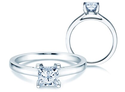 Engagement ring Princess in 18K white gold with diamond 1.00ct G/SI