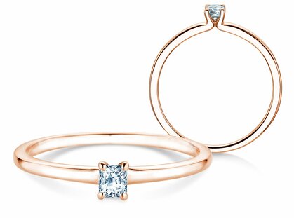 Engagement ring Radiant Clean in 14K rosé gold with diamond 0.08ct G/SI