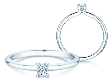 Engagement ring Radiant Clean in 14K white gold with diamond 0.08ct G/SI