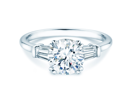 Engagement ring Brilliant Tapered Baguette  in 14K white gold with diamonds 0.41ct G/SI