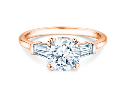 Engagement ring Round Brilliant Tapered Baguette  in rose gold