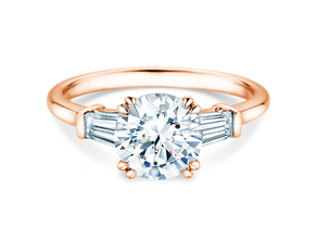 Engagement ring Round Brilliant Tapered Baguette  in rose gold
