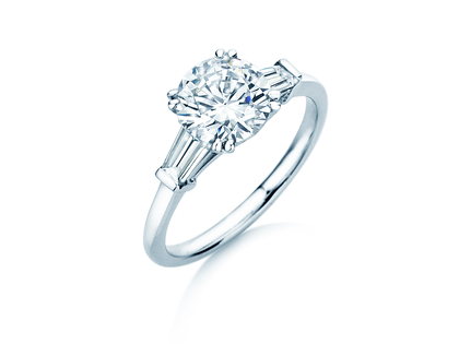 Engagement ring Brilliant Tapered Baguette  in 14K white gold with diamonds 0.41ct G/SI