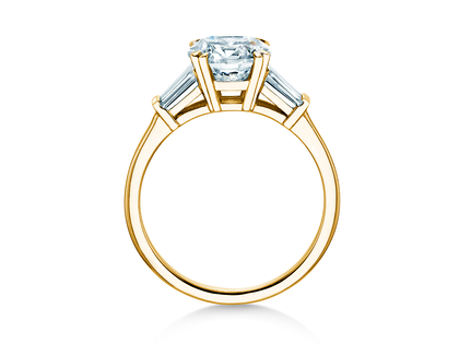 Engagement ring Brilliant Tapered Baguette  in 9K yellow gold with lab-grown diamonds 0.41ct E/VS