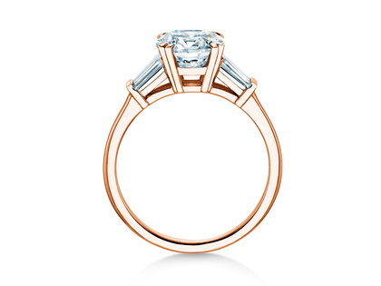 Engagement ring Round Brilliant Tapered Baguette  in rose gold