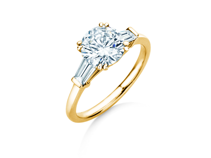 Engagement ring Brilliant Tapered Baguette  in 9K yellow gold with lab-grown diamonds 0.41ct E/VS