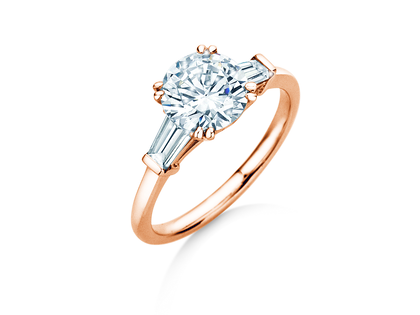 Engagement ring Round Brilliant Tapered Baguette  in rose gold