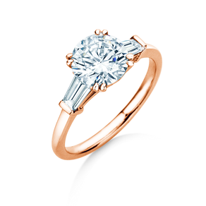 Engagement ring Round Brilliant Tapered Baguette  in rose gold