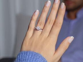 Engagement ring Brilliant Tapered Baguette  in 14K white gold with diamonds 0.41ct G/SI