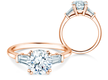Engagement ring Brilliant Tapered Baguette  in 14K rosé gold with diamonds 0.41ct G/SI