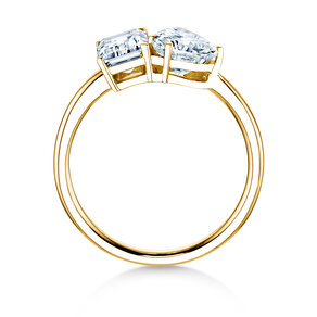 Engagement ring Toi et Moi Emerald & Heart  in 9K yellow gold with lab-grown diamonds 0.40ct E/VS