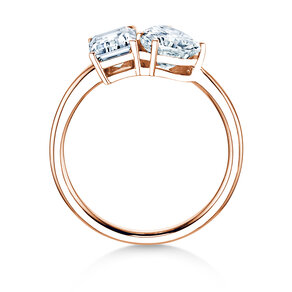 Engagement ring Toi et Moi Emerald & Heart  in 9K rosé gold with lab-grown diamonds 1.20ct E/VS