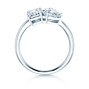 Engagement ring Toi et Moi Emerald & Heart  in 14K white gold with lab-grown diamonds 0.40ct E/VS