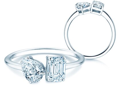Engagement ring Toi et Moi Pear & Emerald Lab-grown diamond