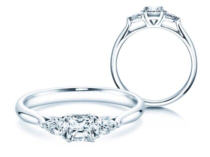 Engagement ring Vivid Asscher in 14K white gold with diamonds 0.53ct G/SI