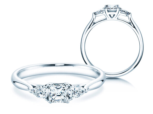 Engagement ring Vivid Asscher in 14K white gold with diamonds 0.53ct G/SI
