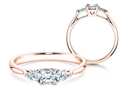 Engagement ring Vivid Asscher in 14K rosé gold with diamonds 0.53ct G/SI