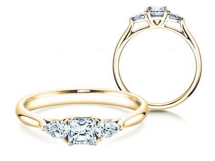 Engagement ring Vivid Asscher in 14K yellow gold with diamonds 0.53ct G/SI