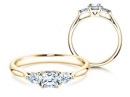 Engagement ring Vivid Asscher in 14K yellow gold with diamonds 0.53ct G/SI