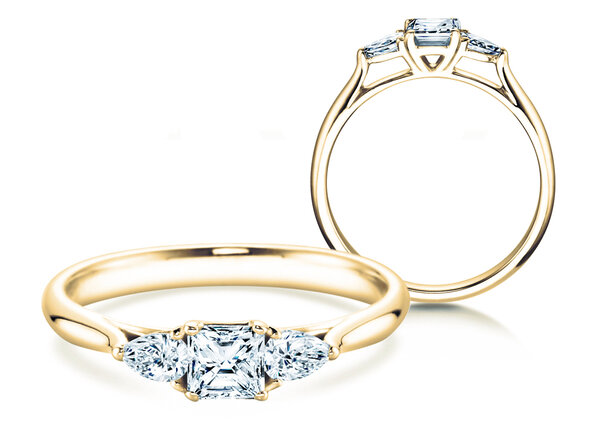 Engagement ring Vivid Asscher in 14K yellow gold with diamonds 0.53ct G/SI