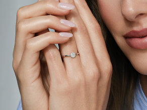 Engagement ring Flower in 14K white gold with diamonds 0.33ct G/SI