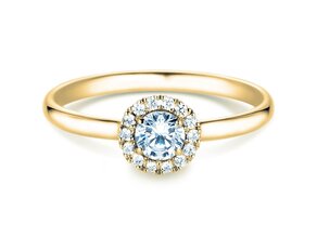Engagement ring Flower in 18K yellow gold with diamonds 0.33ct G/SI