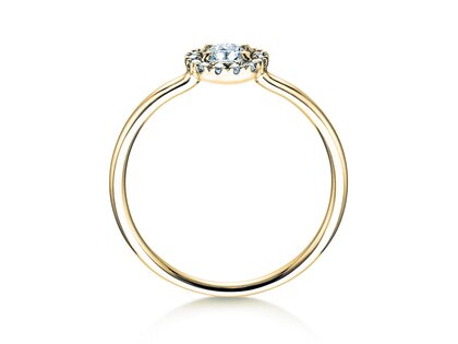 Engagement ring Flower in 18K yellow gold with diamonds 0.33ct G/SI