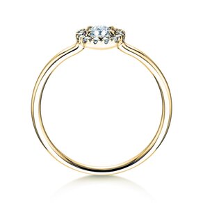 Engagement ring Flower in 18K yellow gold with diamonds 0.33ct G/SI