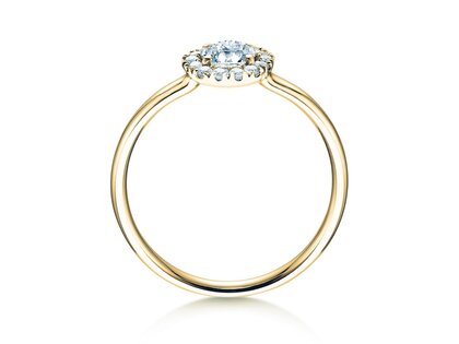 Engagement ring Flower in 14K yellow gold with diamonds 0.49ct G/SI