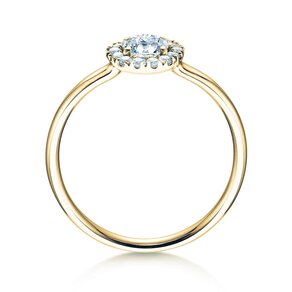 Engagement ring Flower in 14K yellow gold with diamonds 0.49ct G/SI