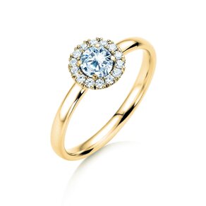 Engagement ring Flower in 14K yellow gold with diamonds 0.49ct G/SI