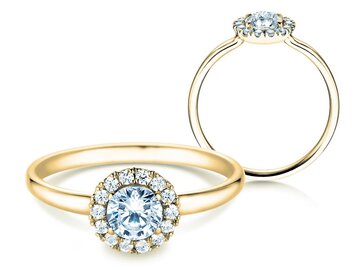 Engagement ring Flower in yellow gold