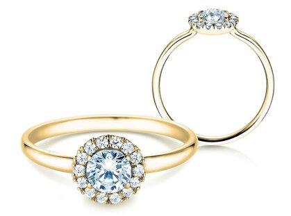 Engagement ring Flower in yellow gold