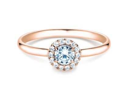 Engagement ring Flower in 18K rosé gold with diamonds 0.33ct G/SI