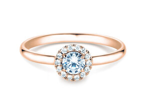Engagement ring Flower in 18K rosé gold with diamonds 0.33ct G/SI