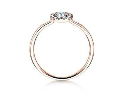 Engagement ring Flower in 18K rosé gold with diamonds 0.33ct G/SI
