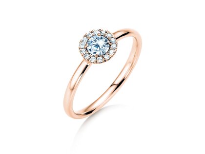 Engagement ring Flower in 18K rosé gold with diamonds 0.33ct G/SI