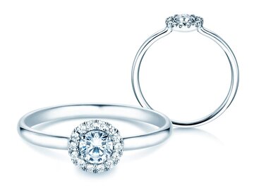 Engagement ring Flower in 9K white gold with diamonds 0.33ct G/SI