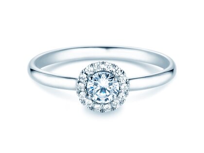 Engagement ring Flower in 14K white gold with diamonds 0.33ct G/SI