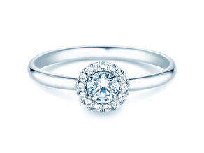 Engagement ring Flower in 14K white gold with diamonds 0.33ct G/SI