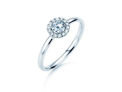 Engagement ring Flower in 14K white gold with diamonds 0.33ct G/SI