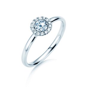 Engagement ring Flower in 14K white gold with diamonds 0.33ct G/SI