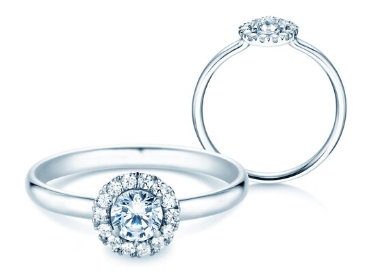 Engagement ring Flower in white gold