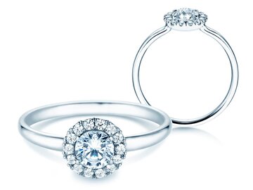 Engagement ring Flower in white gold
